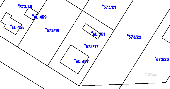 Parcela st. 573/17 v KÚ Škrdlovice, Katastrální mapa