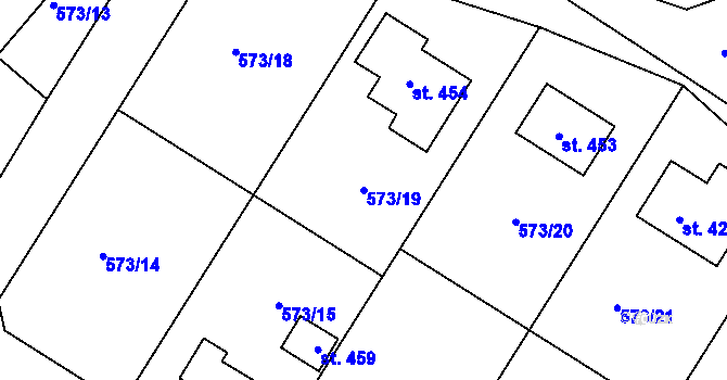 Parcela st. 573/19 v KÚ Škrdlovice, Katastrální mapa