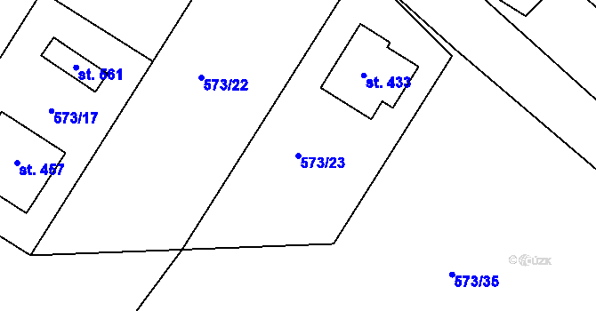 Parcela st. 573/23 v KÚ Škrdlovice, Katastrální mapa