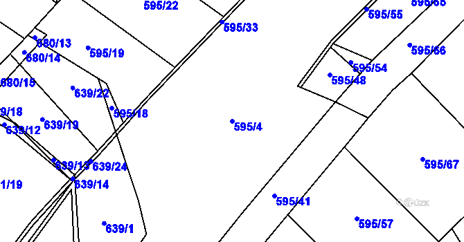 Parcela st. 595/4 v KÚ Škrdlovice, Katastrální mapa