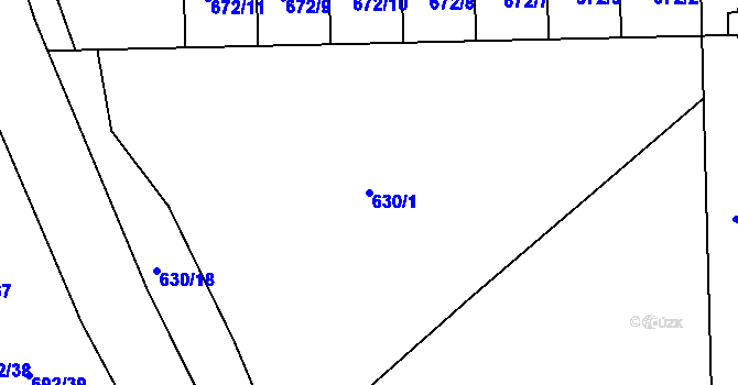 Parcela st. 630/1 v KÚ Škrdlovice, Katastrální mapa