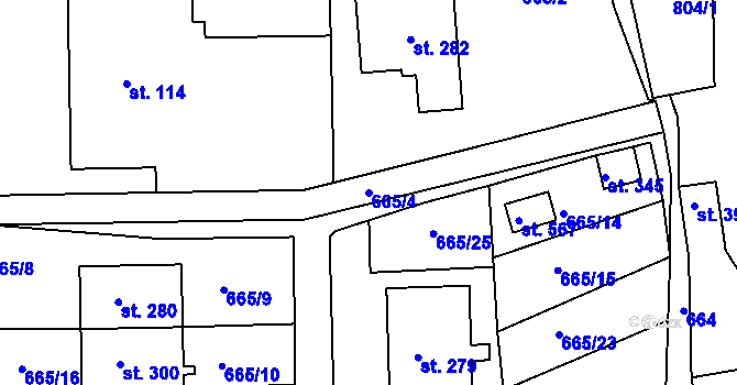 Parcela st. 665/4 v KÚ Škrdlovice, Katastrální mapa