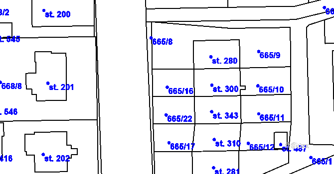 Parcela st. 665/16 v KÚ Škrdlovice, Katastrální mapa