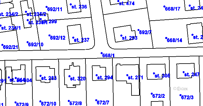 Parcela st. 668/1 v KÚ Škrdlovice, Katastrální mapa