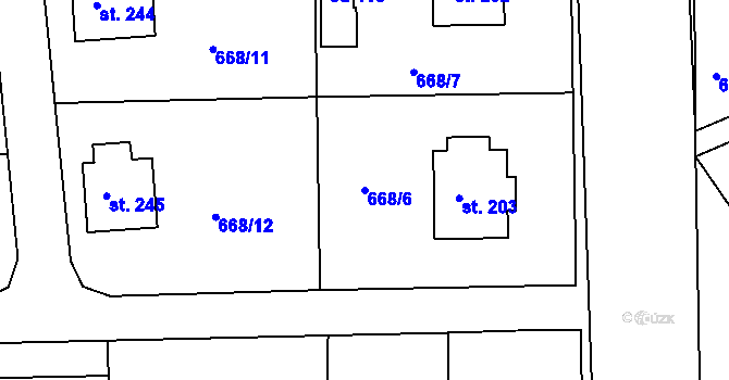 Parcela st. 668/6 v KÚ Škrdlovice, Katastrální mapa