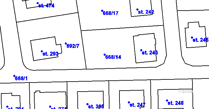 Parcela st. 668/14 v KÚ Škrdlovice, Katastrální mapa