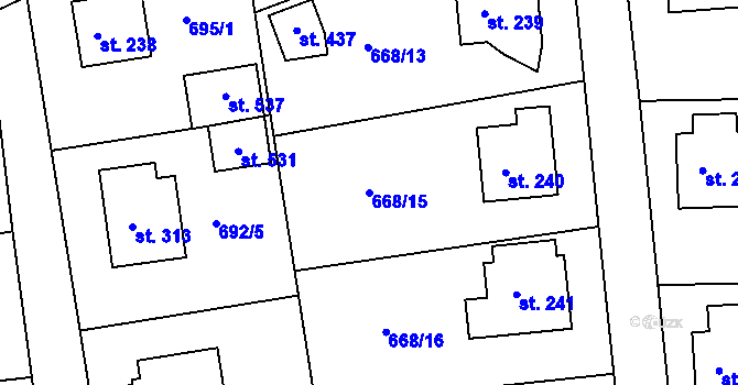 Parcela st. 668/15 v KÚ Škrdlovice, Katastrální mapa