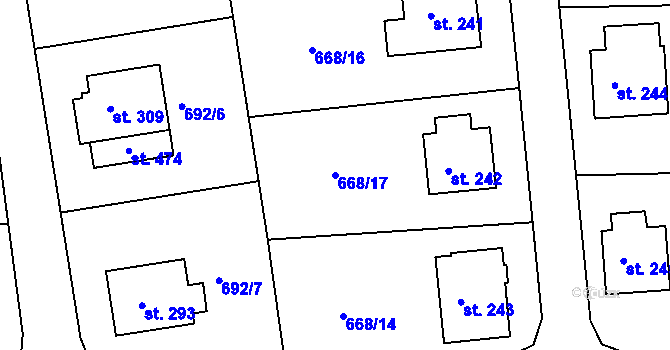 Parcela st. 668/17 v KÚ Škrdlovice, Katastrální mapa