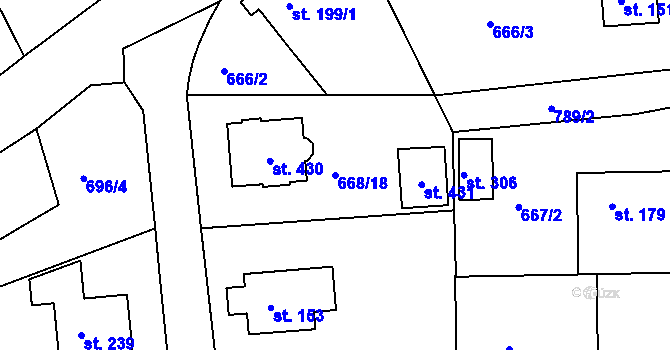 Parcela st. 668/18 v KÚ Škrdlovice, Katastrální mapa