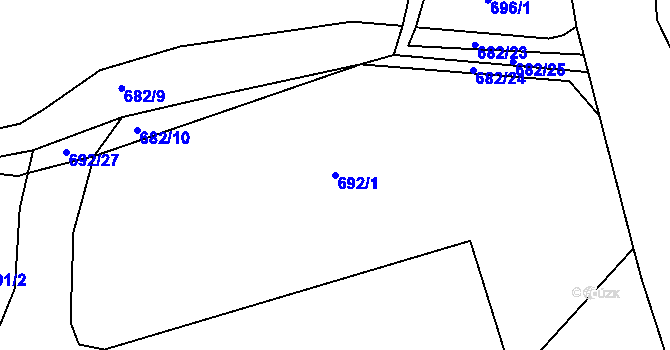 Parcela st. 692/1 v KÚ Škrdlovice, Katastrální mapa