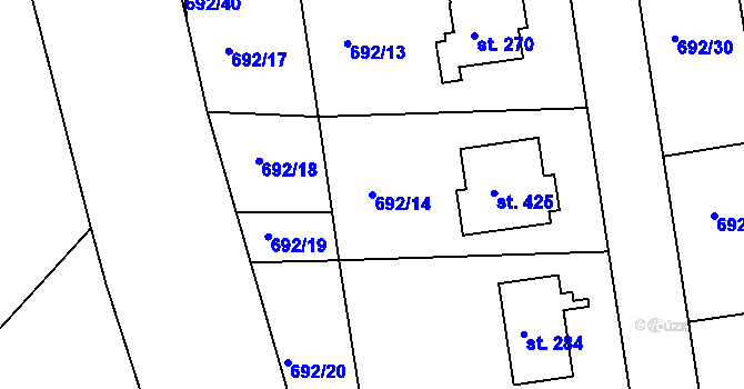 Parcela st. 692/14 v KÚ Škrdlovice, Katastrální mapa