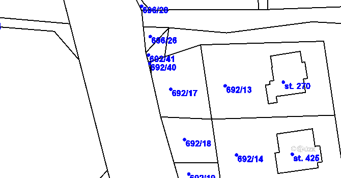 Parcela st. 692/17 v KÚ Škrdlovice, Katastrální mapa