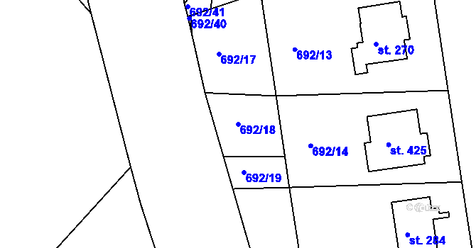 Parcela st. 692/18 v KÚ Škrdlovice, Katastrální mapa