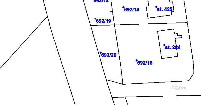 Parcela st. 692/20 v KÚ Škrdlovice, Katastrální mapa