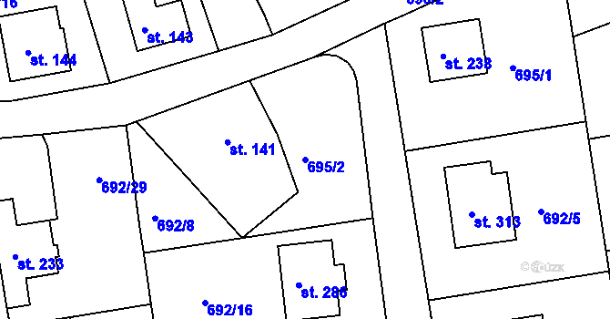 Parcela st. 695/2 v KÚ Škrdlovice, Katastrální mapa