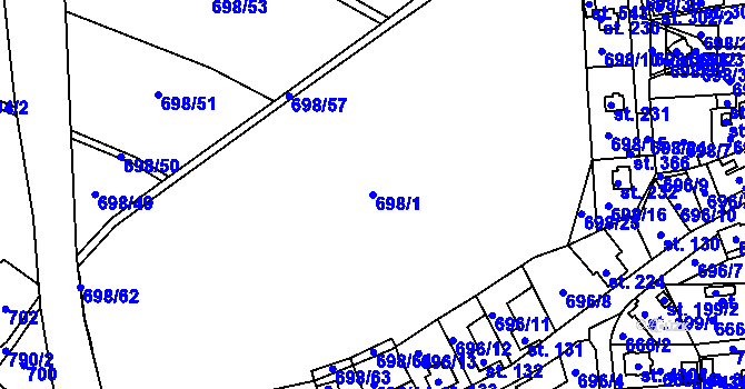 Parcela st. 698/1 v KÚ Škrdlovice, Katastrální mapa