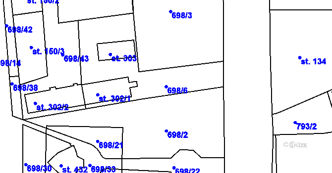 Parcela st. 698/6 v KÚ Škrdlovice, Katastrální mapa