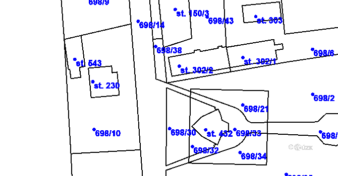 Parcela st. 698/29 v KÚ Škrdlovice, Katastrální mapa