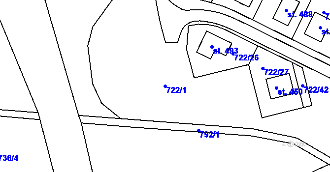 Parcela st. 722/1 v KÚ Škrdlovice, Katastrální mapa