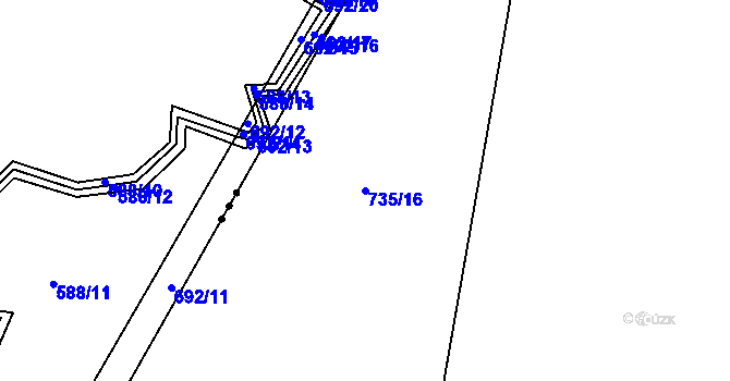 Parcela st. 735/16 v KÚ Škrdlovice, Katastrální mapa