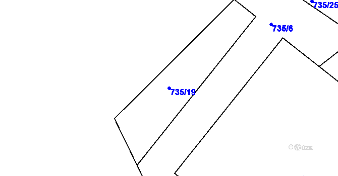Parcela st. 735/19 v KÚ Škrdlovice, Katastrální mapa