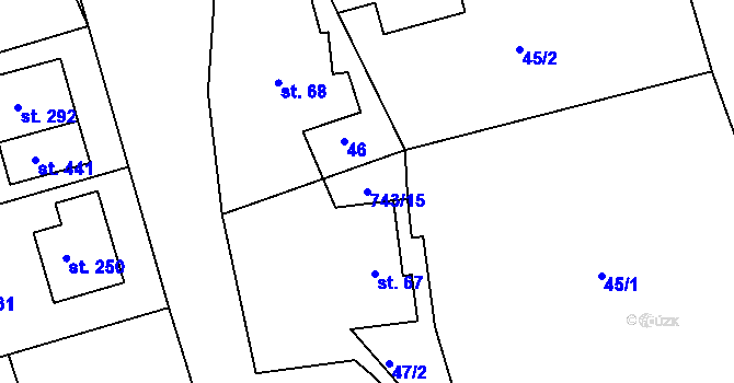 Parcela st. 743/15 v KÚ Škrdlovice, Katastrální mapa