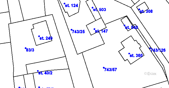 Parcela st. 743/28 v KÚ Škrdlovice, Katastrální mapa