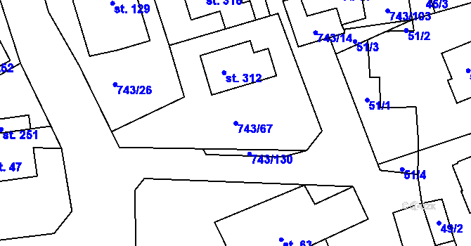 Parcela st. 743/67 v KÚ Škrdlovice, Katastrální mapa
