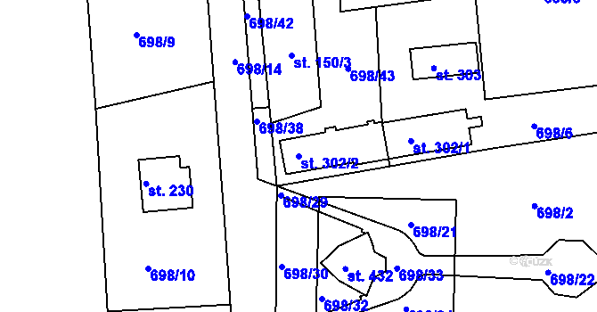 Parcela st. 302/2 v KÚ Škrdlovice, Katastrální mapa