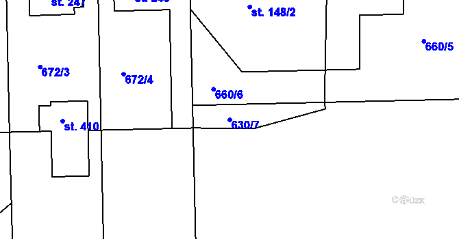 Parcela st. 630/7 v KÚ Škrdlovice, Katastrální mapa