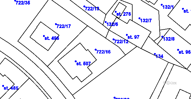 Parcela st. 722/16 v KÚ Škrdlovice, Katastrální mapa