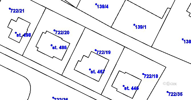 Parcela st. 722/19 v KÚ Škrdlovice, Katastrální mapa