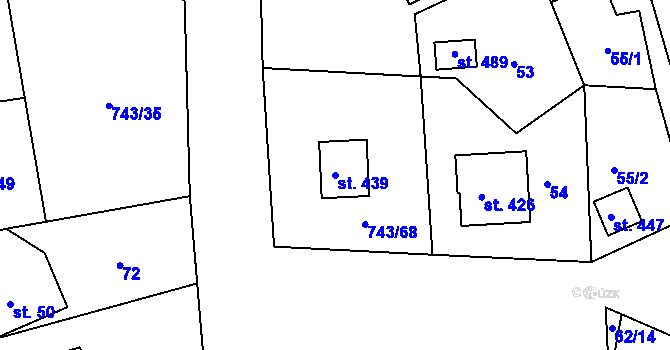 Parcela st. 439 v KÚ Škrdlovice, Katastrální mapa