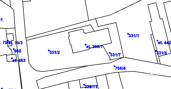 Parcela st. 260/1 v KÚ Škrdlovice, Katastrální mapa