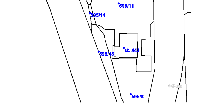 Parcela st. 595/15 v KÚ Škrdlovice, Katastrální mapa