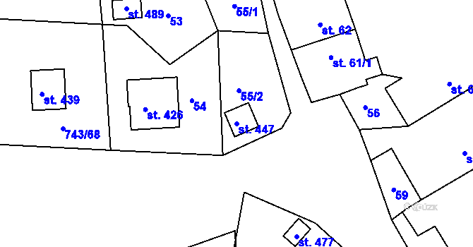 Parcela st. 447 v KÚ Škrdlovice, Katastrální mapa