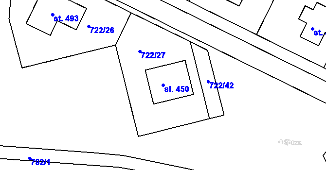 Parcela st. 450 v KÚ Škrdlovice, Katastrální mapa