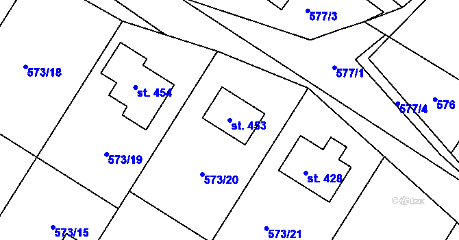 Parcela st. 453 v KÚ Škrdlovice, Katastrální mapa
