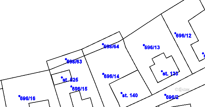Parcela st. 696/23 v KÚ Škrdlovice, Katastrální mapa