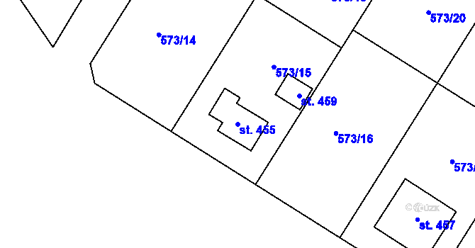 Parcela st. 455 v KÚ Škrdlovice, Katastrální mapa