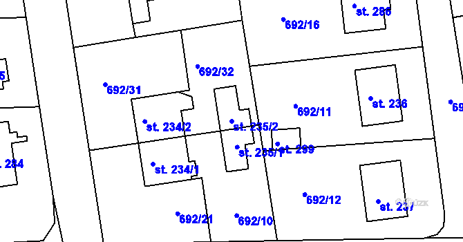 Parcela st. 235/2 v KÚ Škrdlovice, Katastrální mapa