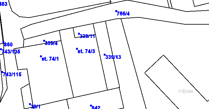 Parcela st. 339/13 v KÚ Škrdlovice, Katastrální mapa