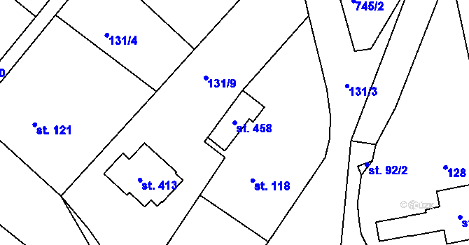 Parcela st. 458 v KÚ Škrdlovice, Katastrální mapa