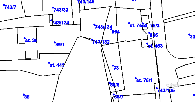 Parcela st. 86/5 v KÚ Škrdlovice, Katastrální mapa