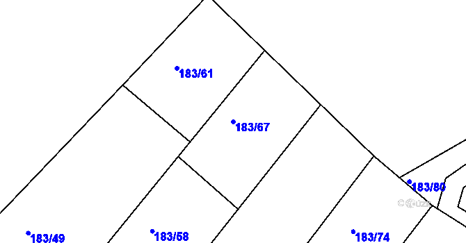 Parcela st. 183/67 v KÚ Škrdlovice, Katastrální mapa