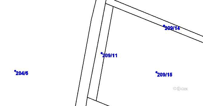 Parcela st. 209/11 v KÚ Škrdlovice, Katastrální mapa