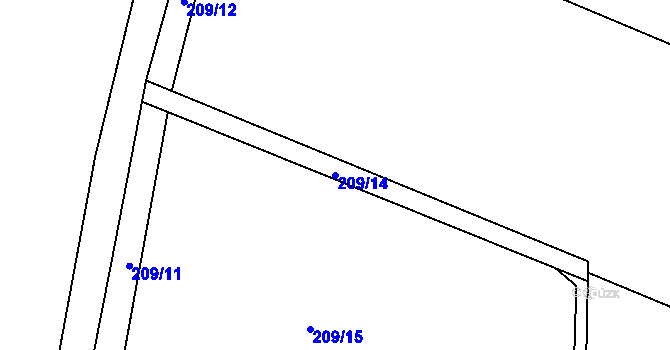 Parcela st. 209/14 v KÚ Škrdlovice, Katastrální mapa