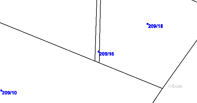 Parcela st. 209/16 v KÚ Škrdlovice, Katastrální mapa