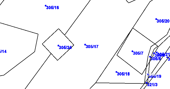 Parcela st. 305/17 v KÚ Škrdlovice, Katastrální mapa