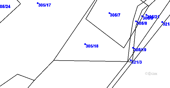 Parcela st. 305/18 v KÚ Škrdlovice, Katastrální mapa